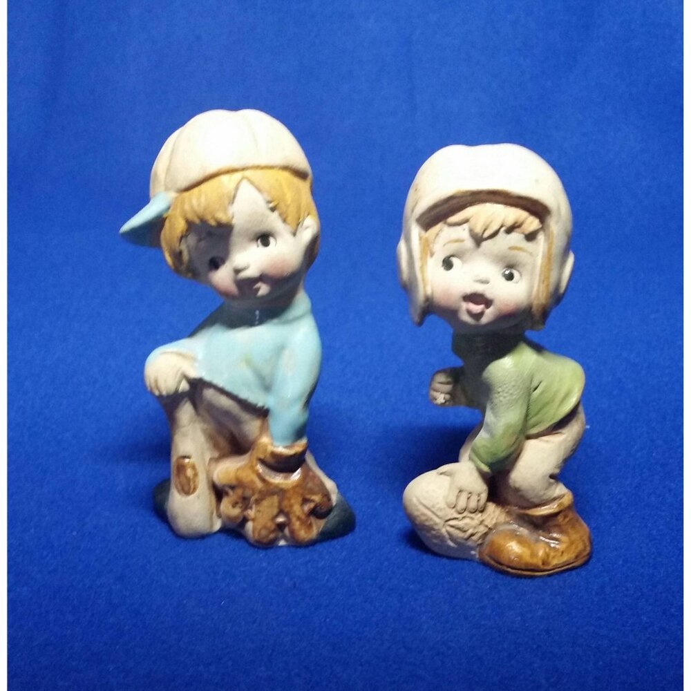 Vintage Boy Sports Figurines Kelvin's Exclusives Football and Baseball 1950's